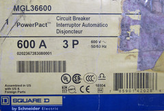 NEW SQUARE D MGL36600 POWERPACT CIRCUIT BREAKER 600A 3P 600V