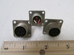(3) Bendix Circular Connectors PC02A-10-98S Panel Mount 6 Gold Pins