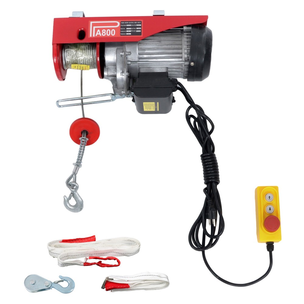 Mini Electric Hoist 1760lbs 14ft/4.2m Crane Winch Wired Remote Control 1350W