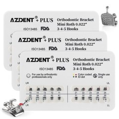10 Packs AZDENT Dental Orthodontic Brackets Braces Metal Mini Roth.022 Hooks 345
