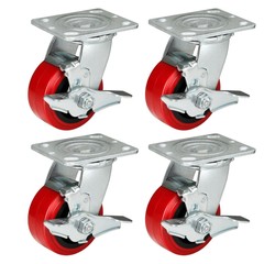 4 Inch Polyurethane Tread Caster Wheels Heavy Duty,Capacity 600-2400LB