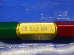 9.80 & 10.20 MM CLASS X SMOOTH PIN PLUG GAGE GO NO GO 10 10.0 MM .3750 +.0108