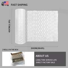 2 Rolls 984ft x16″ Air Cushion Machine Film Bubble Pillow Packaging Padding Roll