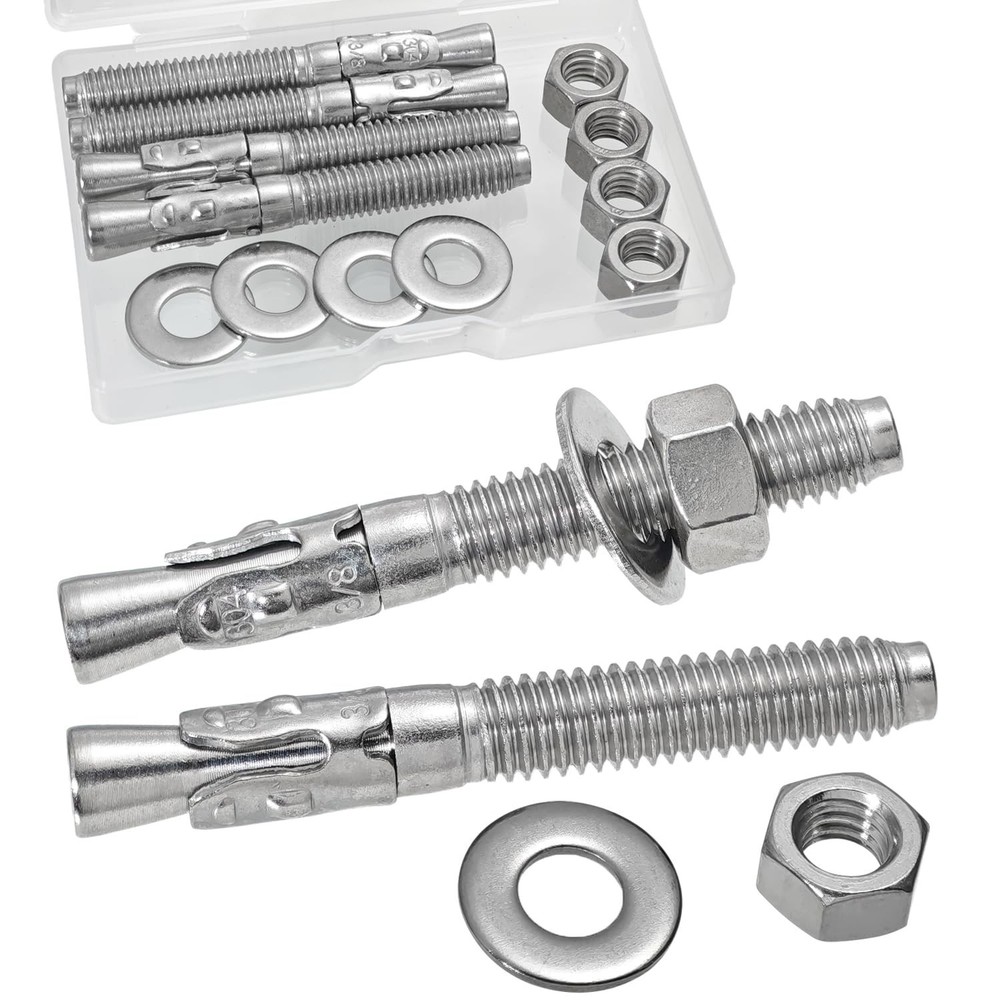 3/8″x 3″ Concrete Anchor Bolts,5PCS 304 Stainless Steel Wedge Anchors Heavy-Duty
