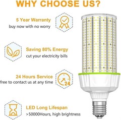 LED Corn Light Bulb 800W Equivalent 30000LM 200W Garage Warehouse Lights Fixture
