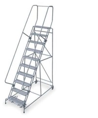 NEW! Cotterman 130 in H Steel Rolling Ladder, 10 Step Serrated, 450lb Load Cap!!