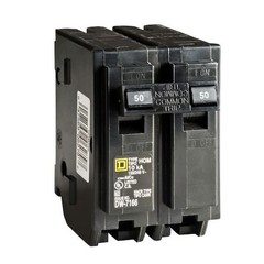 Circuit Breaker Square D 50 Amp 2 Pole Homeline Standard Trip Residential Black