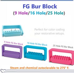 Dental 25-Hole Bur Block Sterilization Bur Guard, Fits 25 FG Burs, Autocl 275°F
