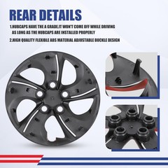 15in Black Red Lacquer Steel Wheel Hubcaps 4Pcs Bolt-On for 13-15 Civic 13 Coupe