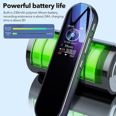Digital Voice Recorder Dictaphone MP3 Player 1536Kbps Noise Cancelling 24H Work