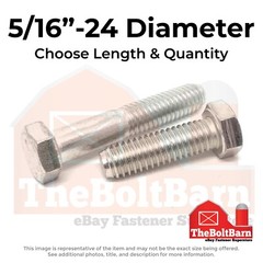 5/16″-24 Stainless Hex Cap Screws Fine Thread Hex Bolts (Choose Length & Qty)