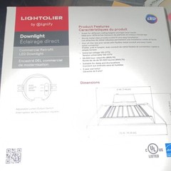 Lightolier CR8R23940UW 8″ Round LED Downlight 4000K White 2300lm 120-277V