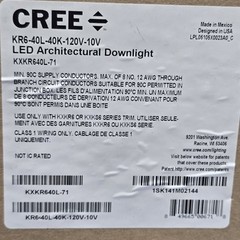 Cree Lighting KR Series LED Architectural Downlight KR6-40L-40K120V-10V NEW