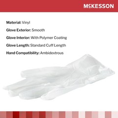McKesson Confiderm Vinyl Exam Glove Standard Cuff Length SMALL 50 per Box