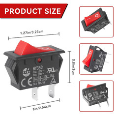 2Pieces HY35C Push Button Switch，2-Pin，16A/12A 125V/250V Rocker Switch for House