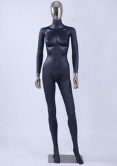 Black spray painted plastic fullbody female w. removable head,hands + metal base