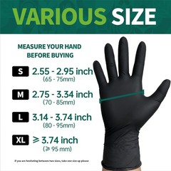 Supmedic Vinyl Disposable Exam Gloves, Black 4 Mil Large, 100 Large (Black)