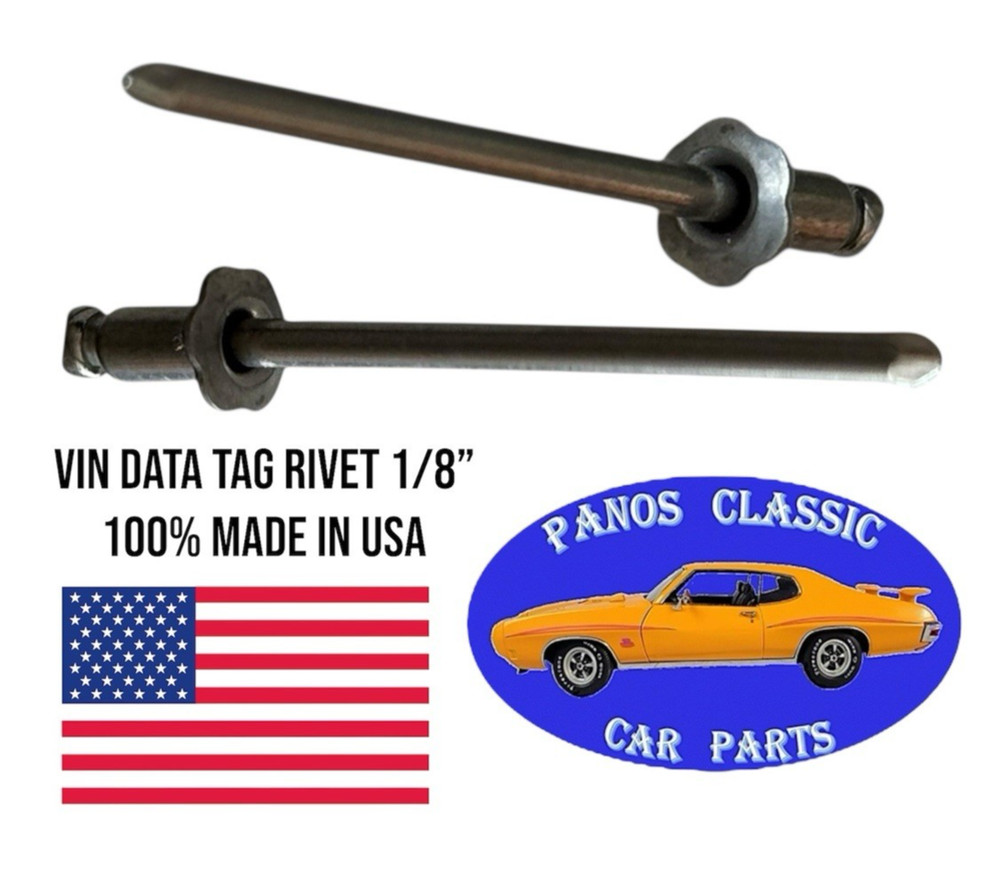 VIN DATA TAG NOS 1/8″ Rivets Stainless Number Dash Factory Correct USA MADE #550