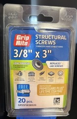 Grip-Rite Structural screws 3/8″ x 3″ 20pcs