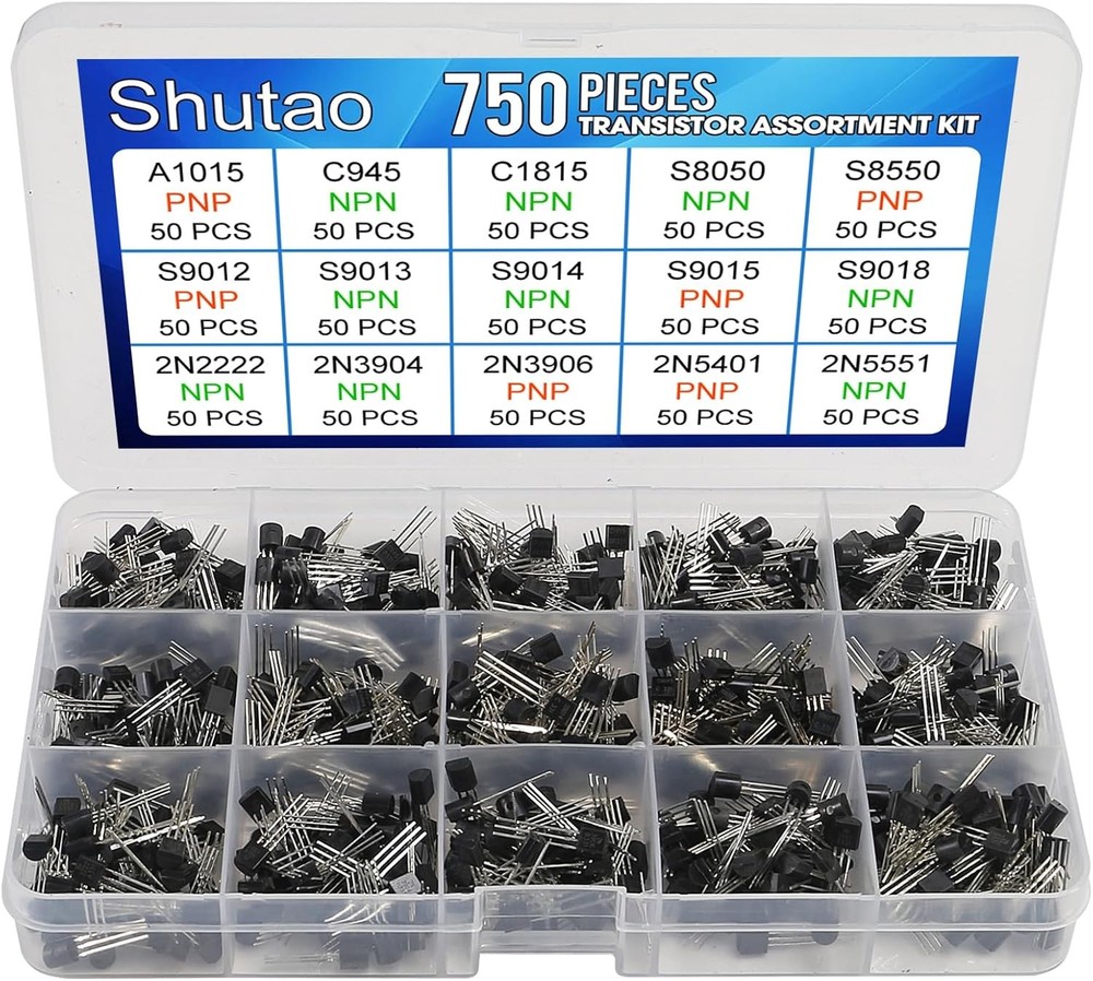 750 Pcs Transistor Kit A1015 C945 C1815 S8050 S8550 S9012 S9013 Size: 750 Pcs