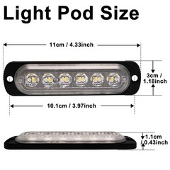 12V 24V LED White Light Thin 6LEDs Waterproof for UTV Truck RV Dome, Step, Un…