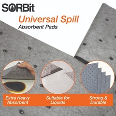 Heavyweight Universal Oil-Absorbing Pads (Grey) 10 inch x 13 inch – Pack of 100