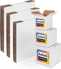 30 Pack 4X4X4, 5X5X5, 6X6X6 Assorted Sizes Shipping Boxes for Small Business, Ea
