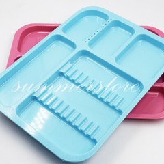 2 Pcs Pink+Blue Dental 135ºC Autoclavable Plastic Divided Type Separate Trays
