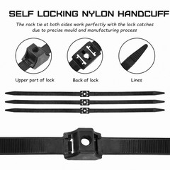 10-100pcs Heavy Duty Tactical Handcuff Zip Ties 13x500mm Black Nylon Dbl Locking