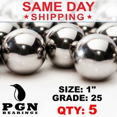 (5) 1″ Inch Chrome Steel Bearing Balls (G25 Precision – AISI 52100)