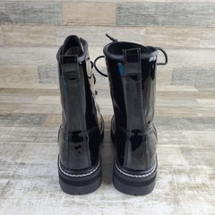 Avenger Fortune Womens Work Boots Sz 9.5 D Black Shiny Patent Leather Lace-Up