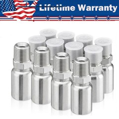 12Pack 1/2″ I.D. Hose x 1/2″ NPTF Male Hydraulic Hose End Crimp Fittings w/Cover