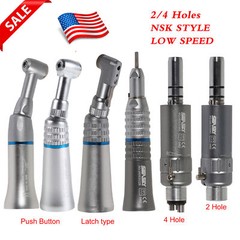 Dental Low Speed External Water Spray Straight Contra Air Motor Handpiece 4Hole