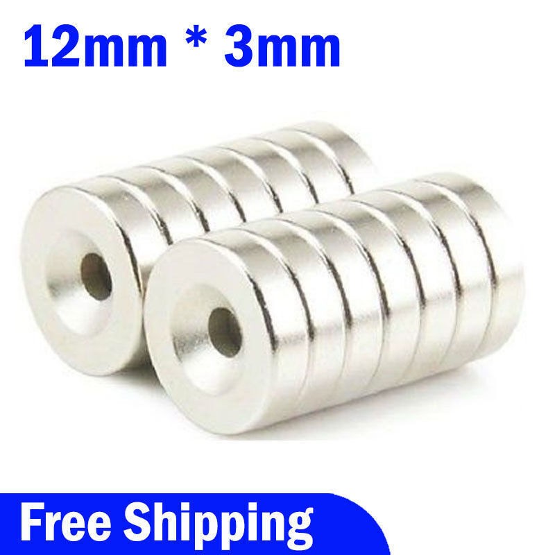 Lot 10-100 Strong Countersunk Ring Magnets 12x 3mm Rare Earth Neodymium 4mm hole