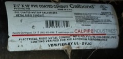 Lot of 10 Calbond: Cat. No. PV2510CT00, 2.5” X 10’ PVC Rigid Galvanized Conduit