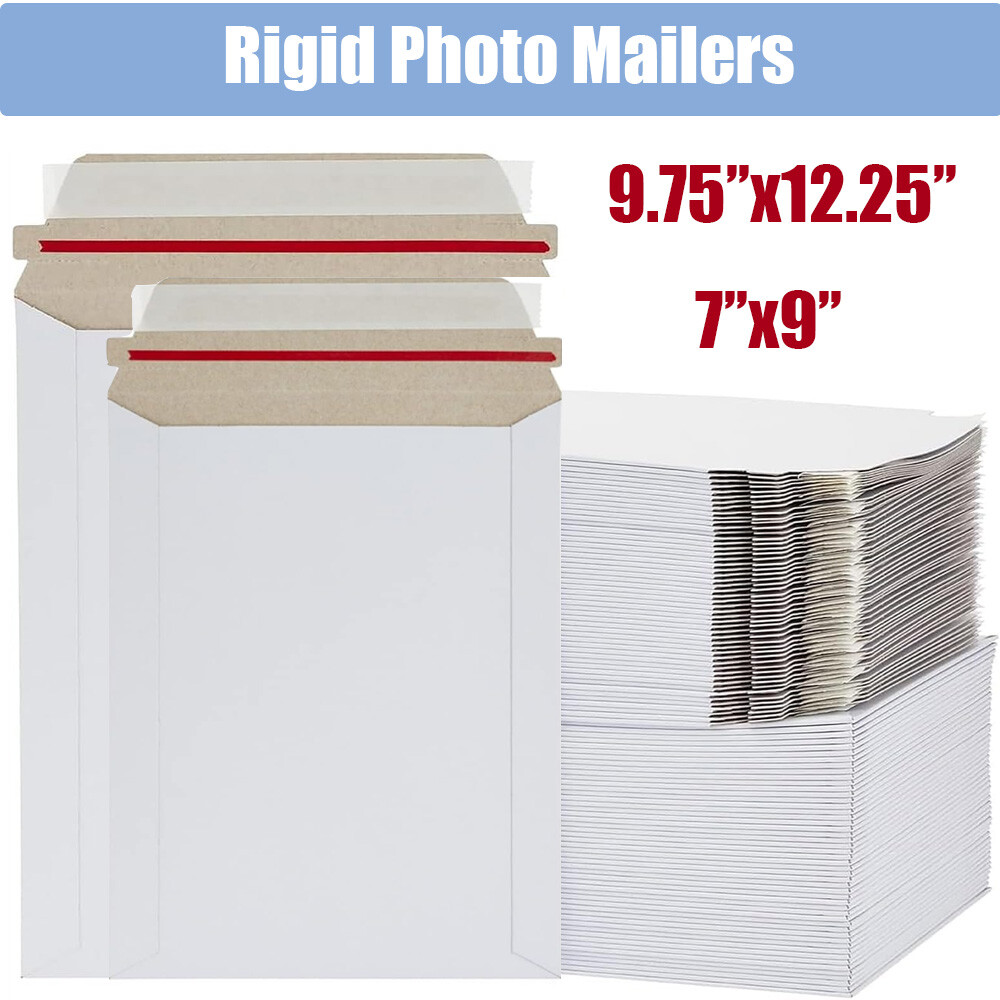 9.75″x12.25″&7”x9” White Rigid Photo Mailers Envelopes Flat Document Self-Seal