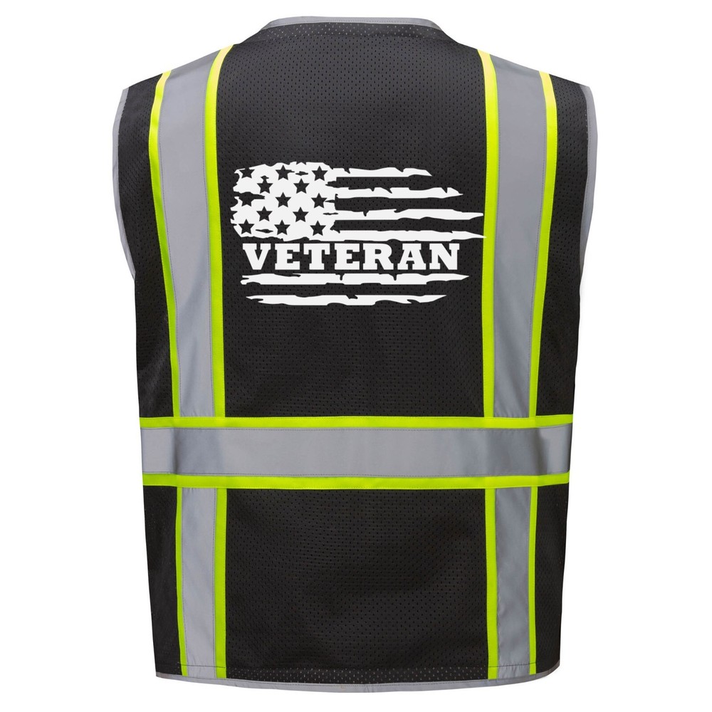 U.S MILITARY VETERAN U.S FLAG SAFETY PPE FOR WORK REFLECTIVE VEST SIZE M-4XL