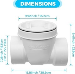 Cinsda 6″ Inch PVC Backwater Valve New