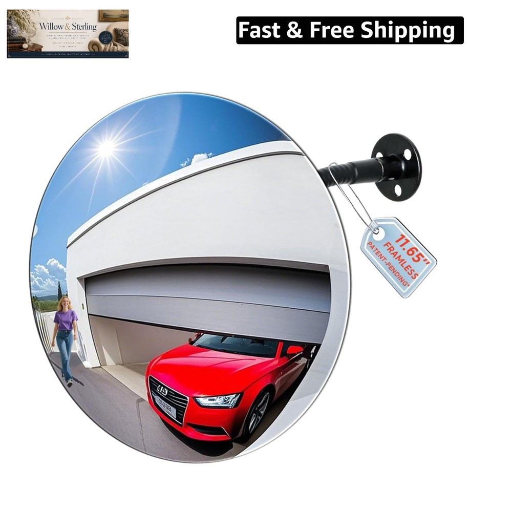 11.65 Inch Frameless 1.8mm Thick Acrylic Convex Mirror – Adjustable Wide Angl…