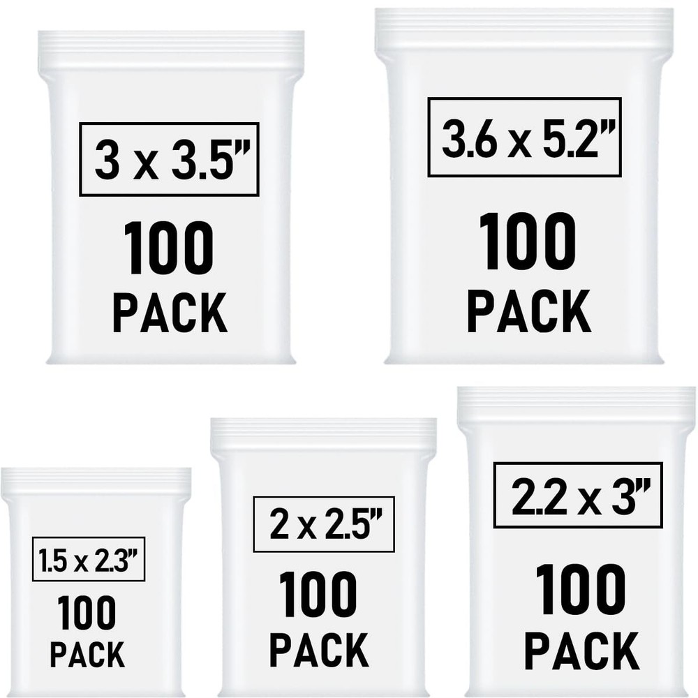 Small Plastic Bags Mini Zip Lock Bags for Jewelry Pill Candy Assorted 500 Pcs