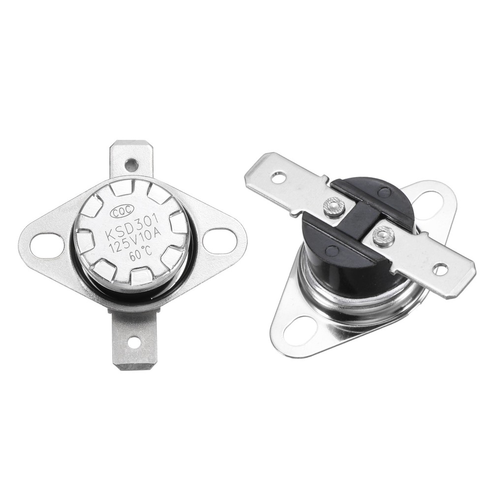 2Pcs KSD301 Thermostat 60°C/140°F 10A Normally Closed N.C Switch bake-lite