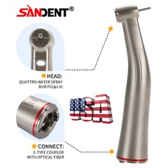 SANDENT 1:5 Increasing LED Fiber Optic Contra Angle Handpiece Red Standard Head