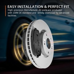 11.65 Front Brake Kit with Pads Rotors Wheel Bearing Hub Assembly 2007-2012 ABS