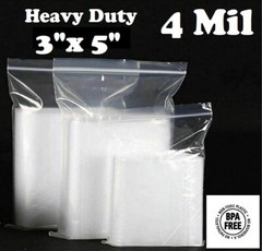 200 – 3″ x 5″ ZIP SEAL TOP LOCK BAGS CLEAR 4 MIL PLASTIC RECLOSABLE MINI BAGGIES