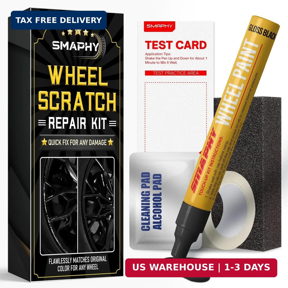 Wheel Scratch Repair Kit, Gloss Black Rim Repair Kit Curb Rash, DIY Alloy Wheel