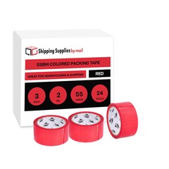 24 Rolls Red Color Packing Tape 72 mm x 55 Yards General Purpose Tape, 2 Mil