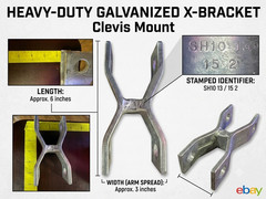 Heavy Duty Galvanized Steel X Bracket Clevis Mount 5.4 x 1.6 Inch Industrial Par