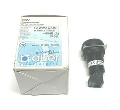 NEW AUER 812510405 PANEL MOUNT BUZZER, 12-24V AC/DC, BLACK, ~80DB, ESV, SER. A