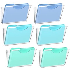 Clear Large Acrylic Single Pocket Hanging Wall Mount File Organizer 6 PCS