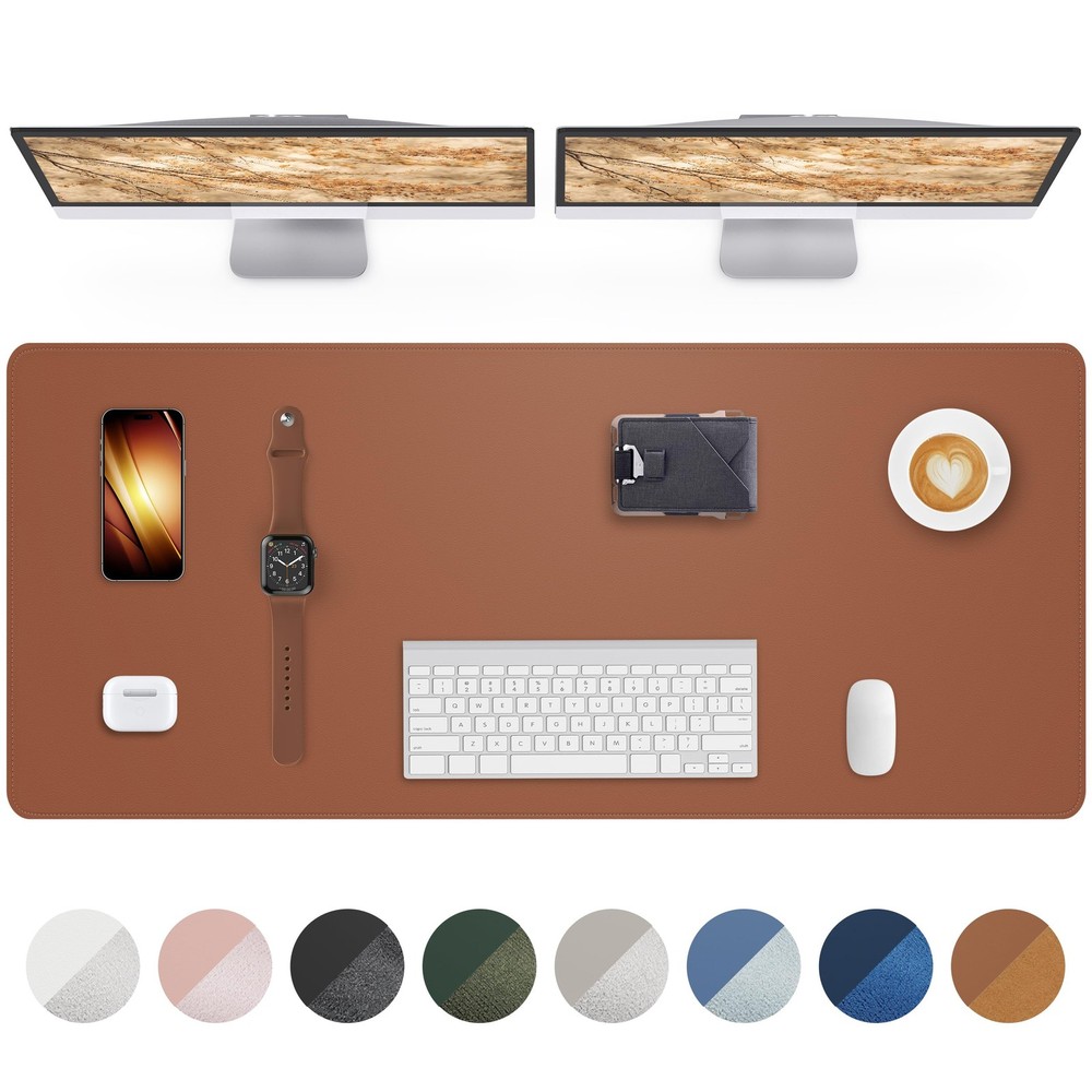 Large Desk Mat – 48″ x 17″Leather Pad Protector, Office x 17″, Brown